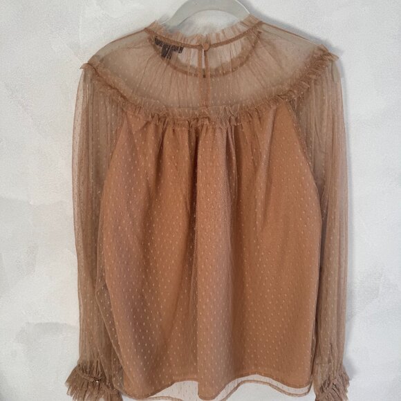 J. Crew - Sheer Tulle Ruffle Swiss Dot Blouse - Size Large - Picture 5 of 5